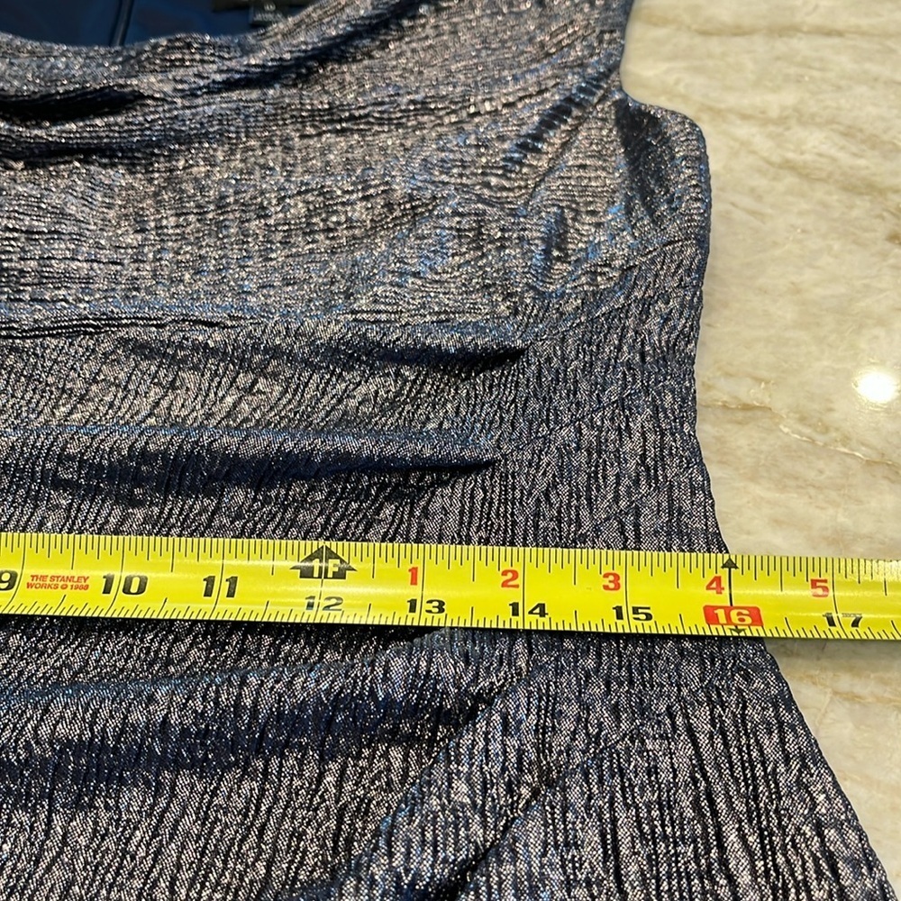 Connected Apparel | Cowl Neck Metallic Maxi Dress | Navy Blue | Size 10 - Picture 8 of 16